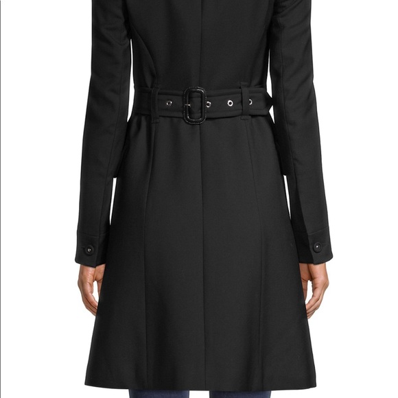 BURBERRY SINGLE BREASTED WOOL FITTED BLACK COAT - Picture 4 of 11